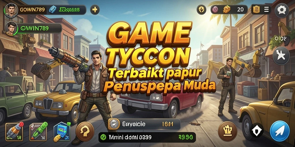 Screenshot gameplay GOWIN789 menampilkan manajemen bisnis yang mendalam.
