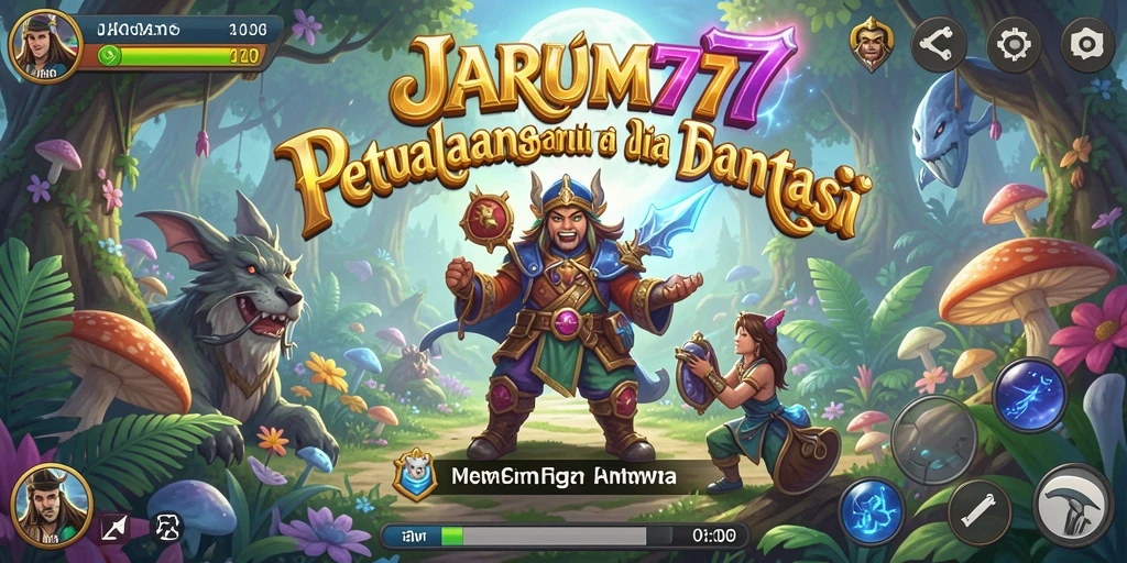 Tangkapan layar utama JARUM77 menunjukkan aksi seru dalam dunia petualangan.