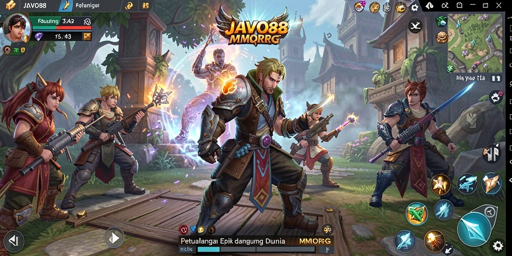 Tampilan gameplay spektakuler dari JAVO88 dengan aksi MMORPG yang seru.