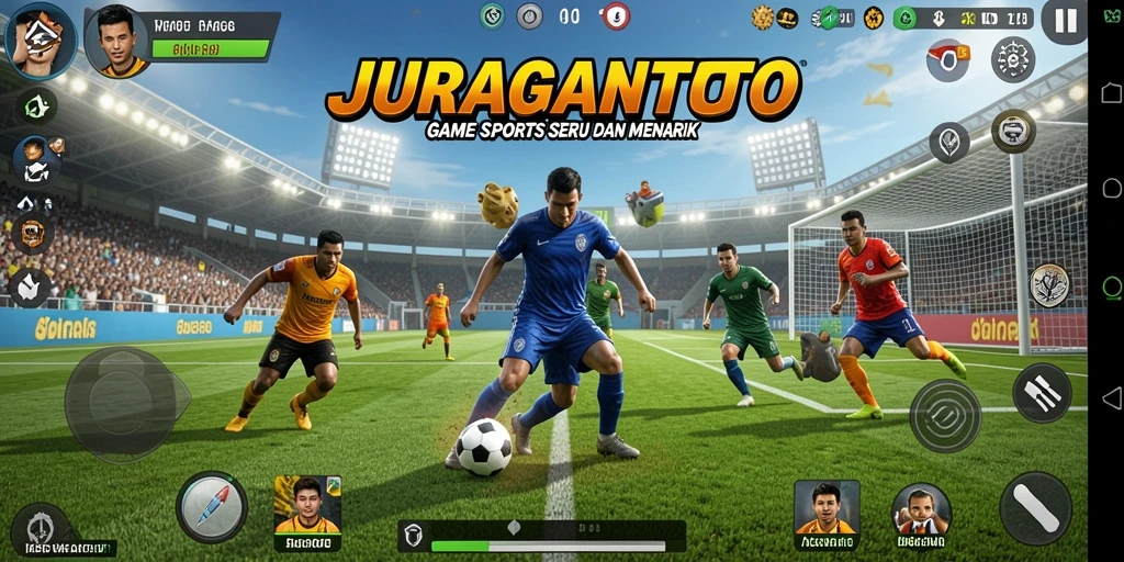 Screenshot game JURAGANTOTO menunjukkan aksi seru dalam pertandingan olahraga.