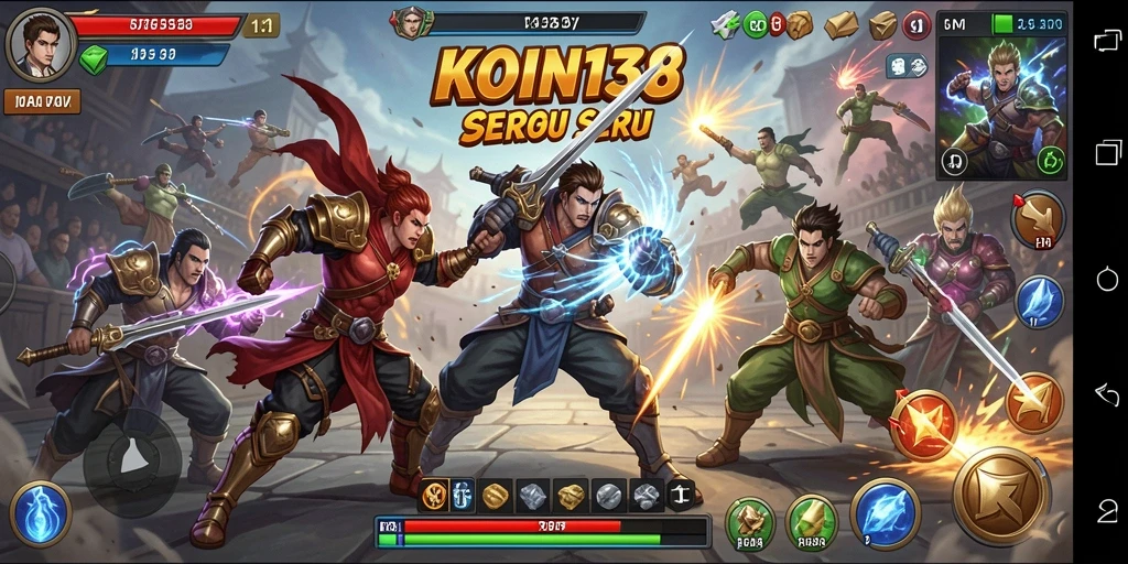 Tampilan gameplay KOIN138 menunjukkan pertarungan mendebarkan antara karakter-karakter unik.