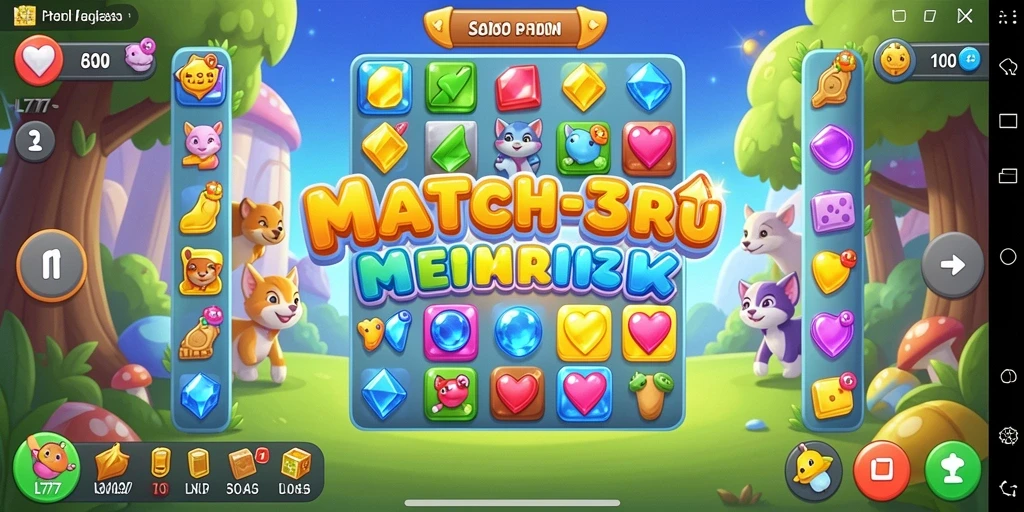 Screenshot L777 menampilkan gameplay seru dan grafis berwarna-warni dari game Match-3.
