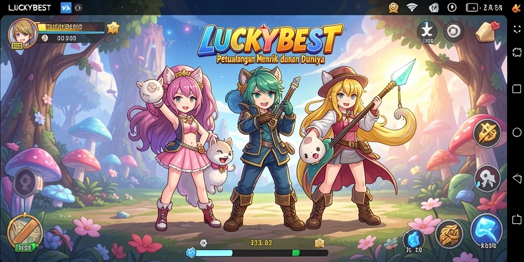 Tampilan gameplay LUCKYBEST dengan karakter Anime yang menarik.