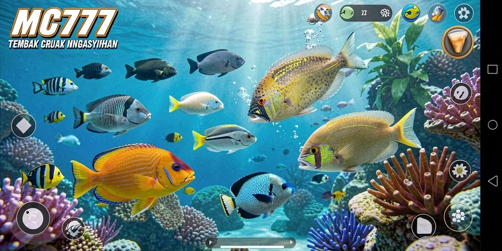 Tampilan gameplay seru dari MC777 saat menembak ikan.