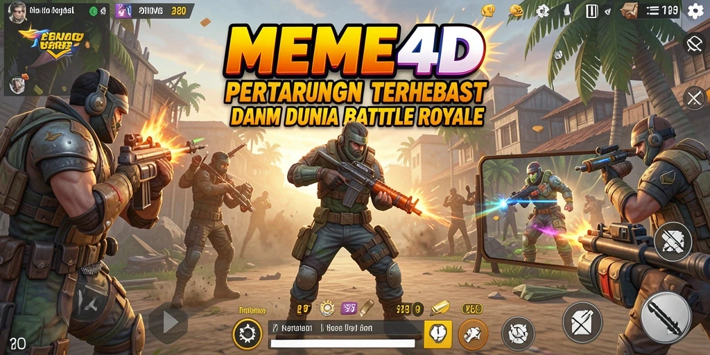 Tampilan gameplay yang seru dari MEME4D di arena Battle Royale.
