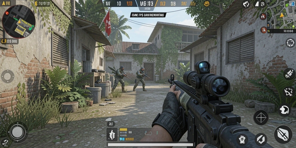 Screenshot MPO303 menunjukkan aksi seru dalam pertempuran FPS.
