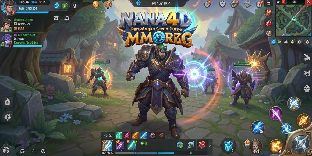 Screenshot NANA4D menampilkan pertarungan epik dalam dunia MMORPG.
