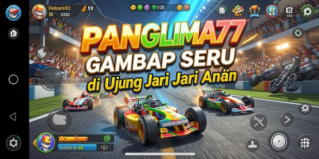 Tampilan gameplay balapan yang mendebarkan di PANGLIMA77.