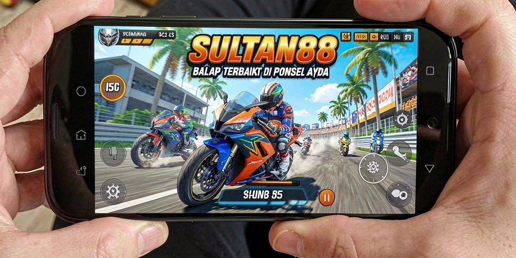 Screenshot gameplay SULTAN88 menunjukkan balapan motor yang seru.