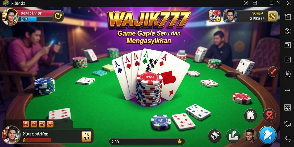Tampilan gameplay utama WAJIK777 saat bermain Gaple.